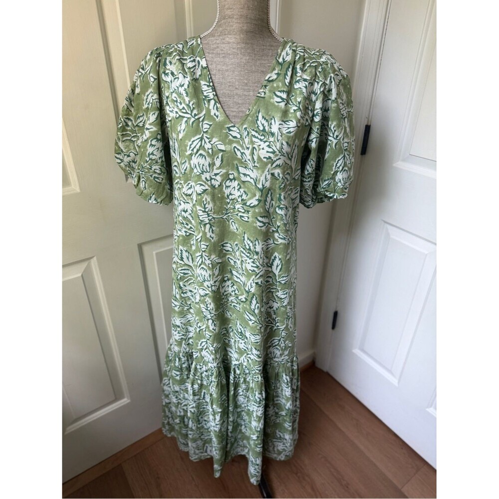 Anna Cate Myers Apple Mist Print Floral V-Neck Mid/Maxi Dress Size S